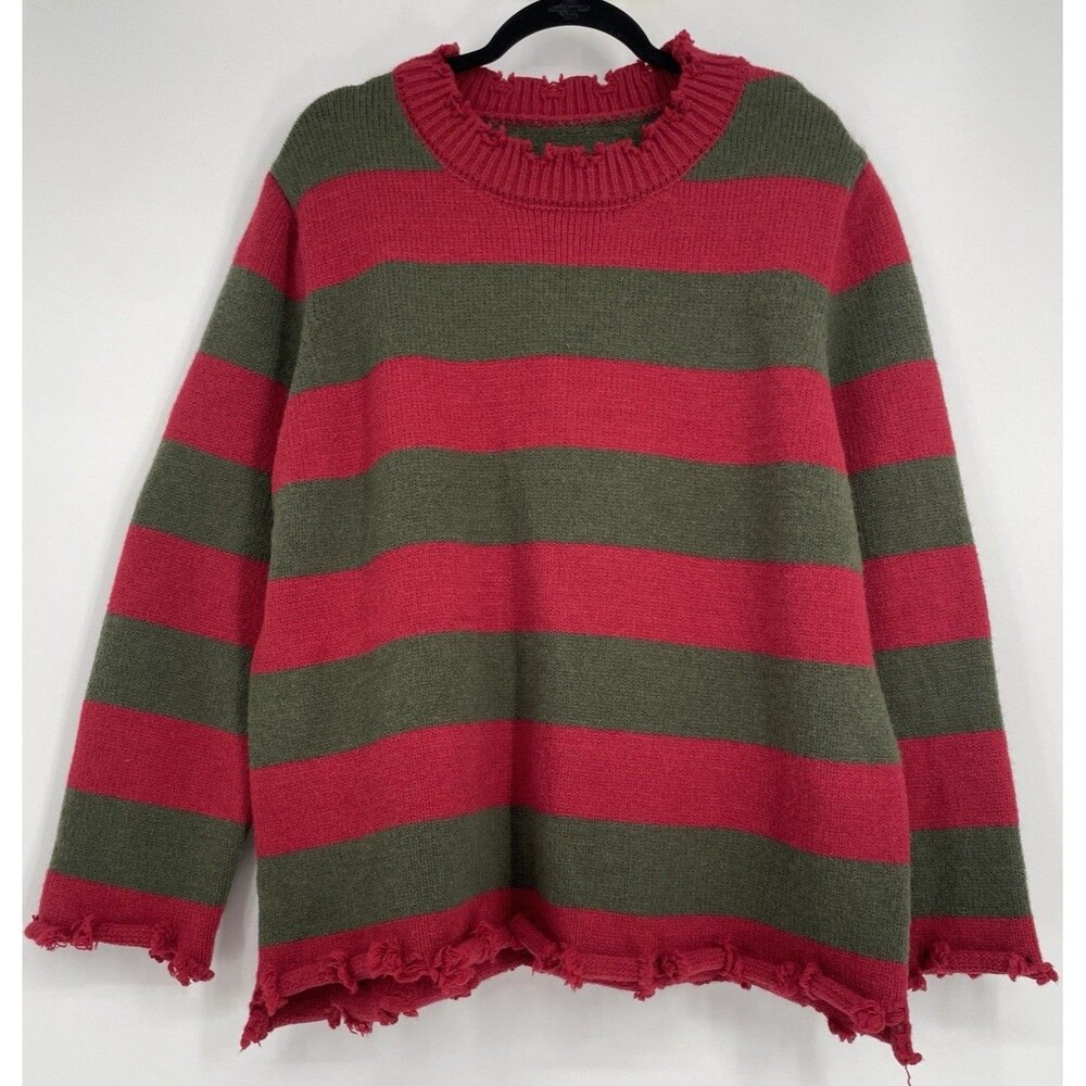 Freddy Krueger A Nightmare on Elm Street Sweater Mens XXL Striped Crew Costume